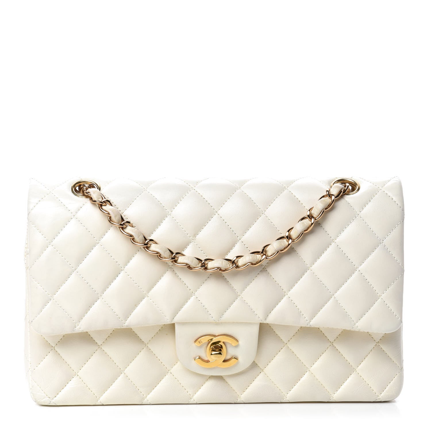 Chanel Lambskin Quilted Medium Double Flap White 1 of 25