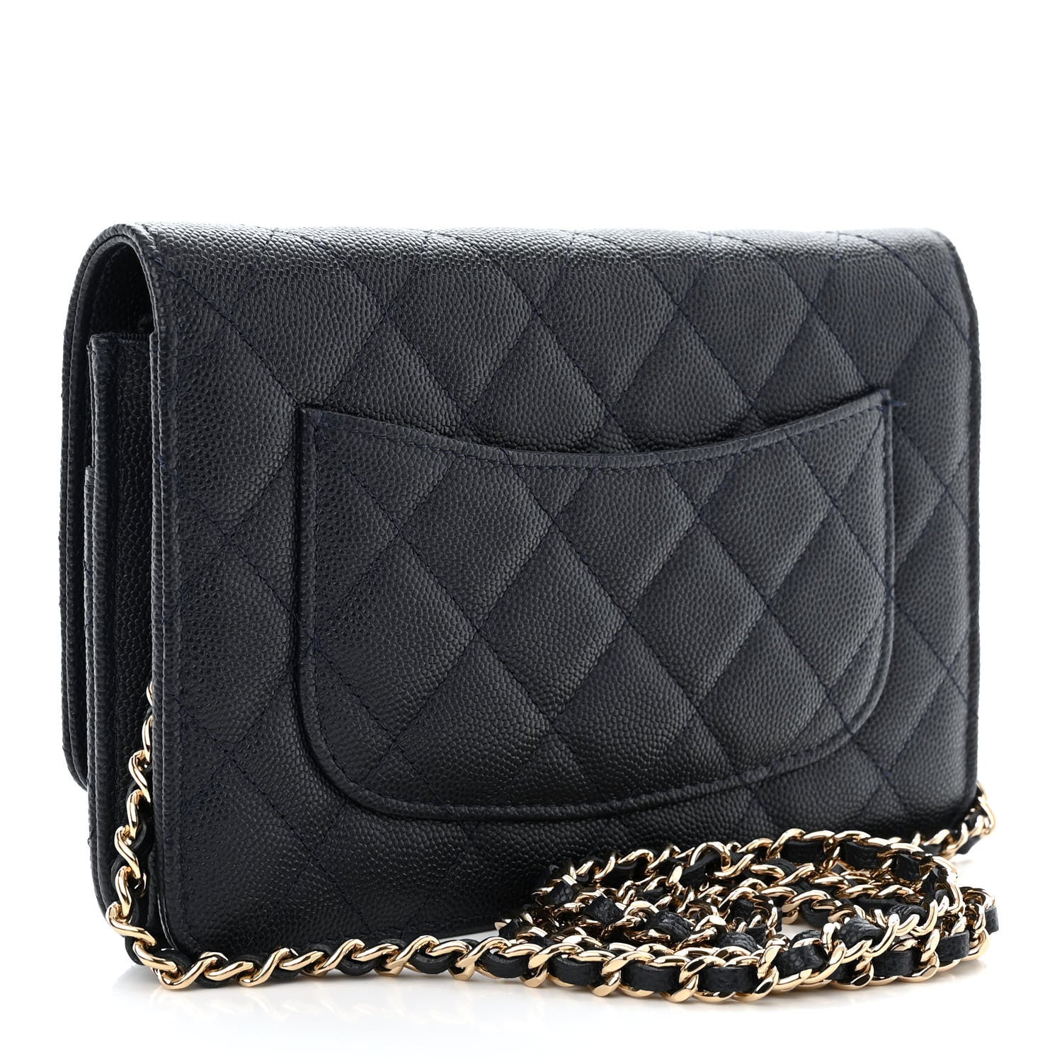 Chanel Caviar Quilted Wallet on Chain WOC Navy Blue 3 of 13