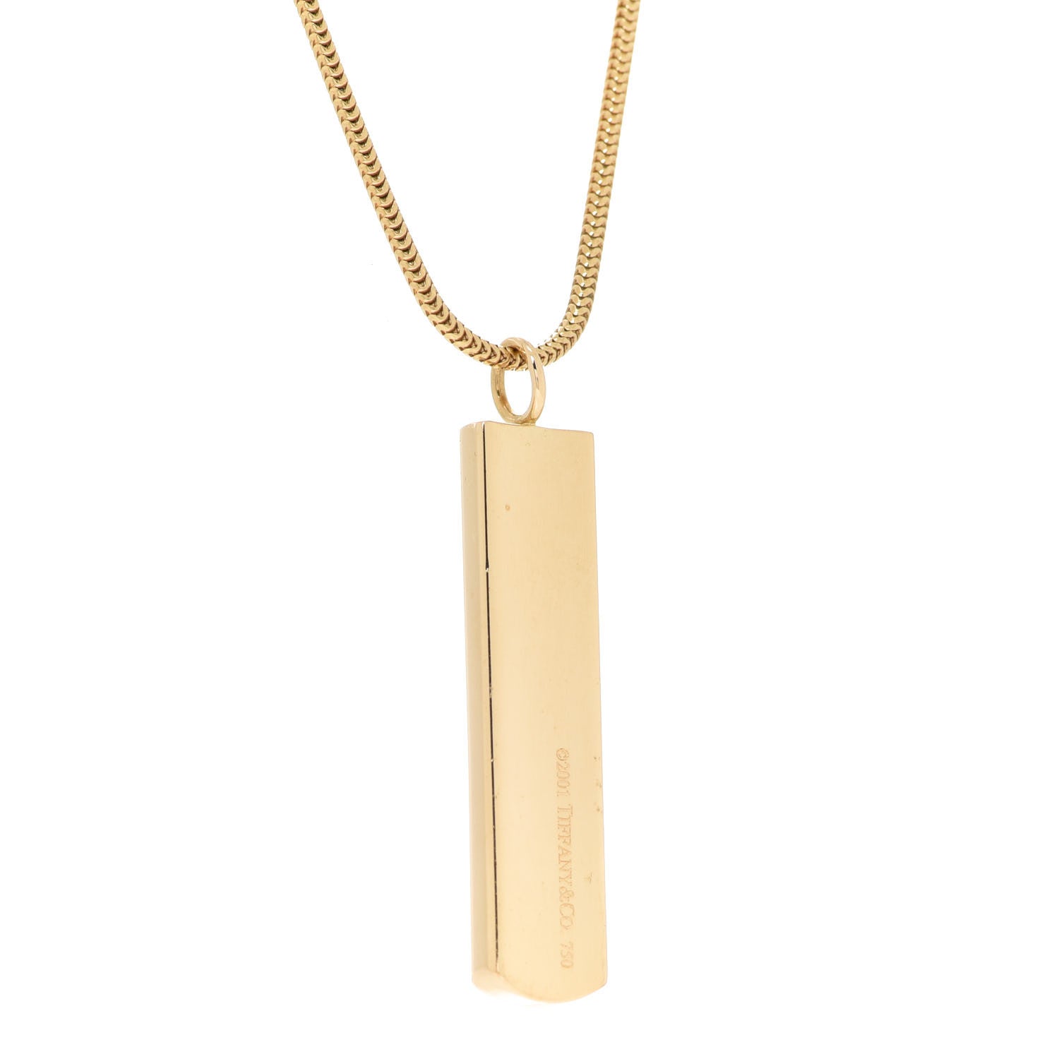 Tiffany 18K Yellow Gold 1837 Bar Pendant Necklace 4 of 6