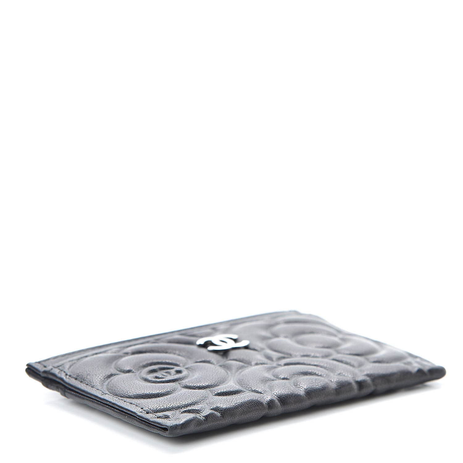Chanel Lambskin Camellia Embossed Card Holder Black 4 of 8