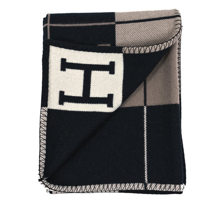 Hermes Wool Cashmere Avalon III Blanket Ecru Black 2 of 3