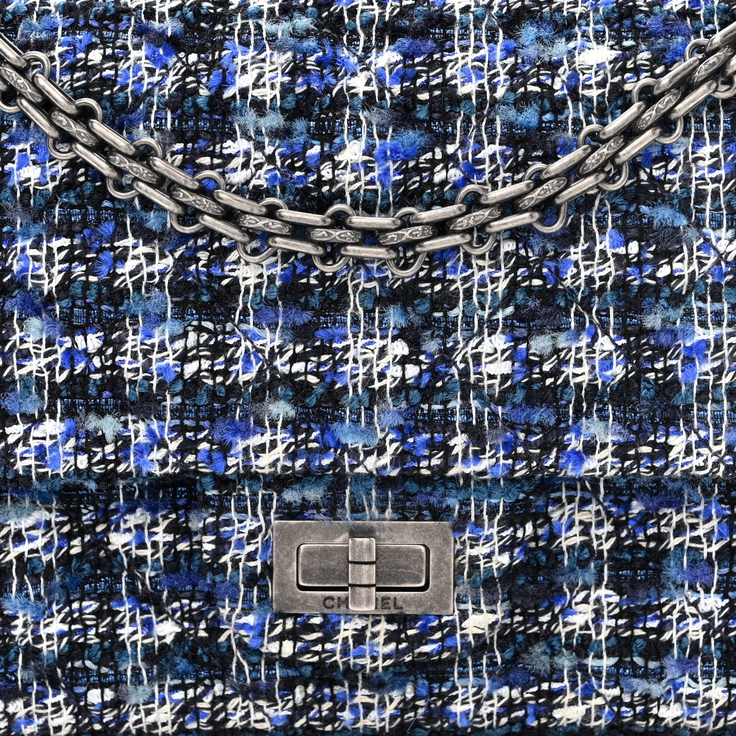 Chanel Tweed Quilted 2.55 Reissue 225 Flap Blue 8 of 10