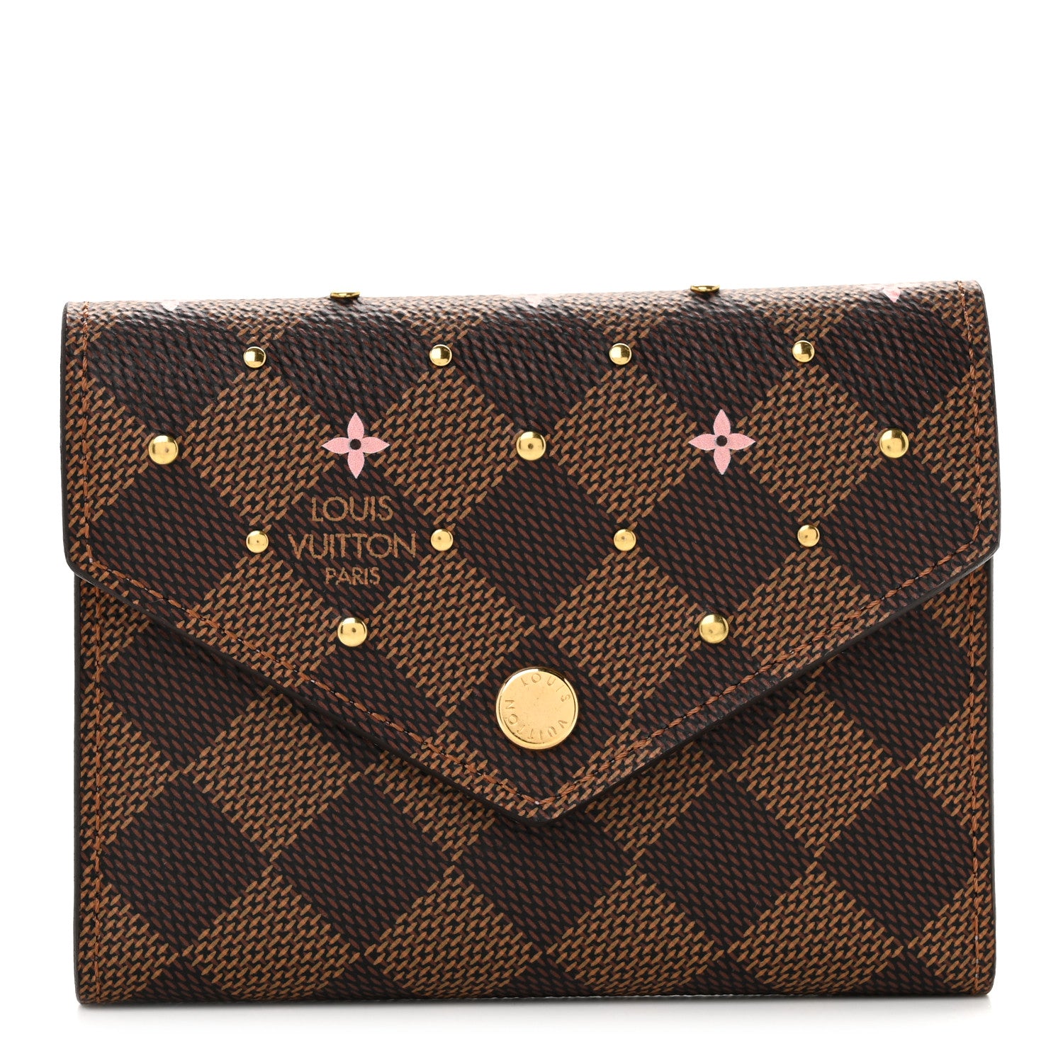 Louis Vuitton Damier Ebene Studded Victorine Wallet 1 of 7