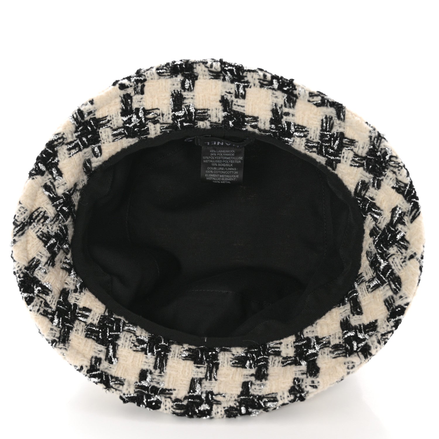 Chanel Tweed Bucket Hat M Black Ecru 9 of 9