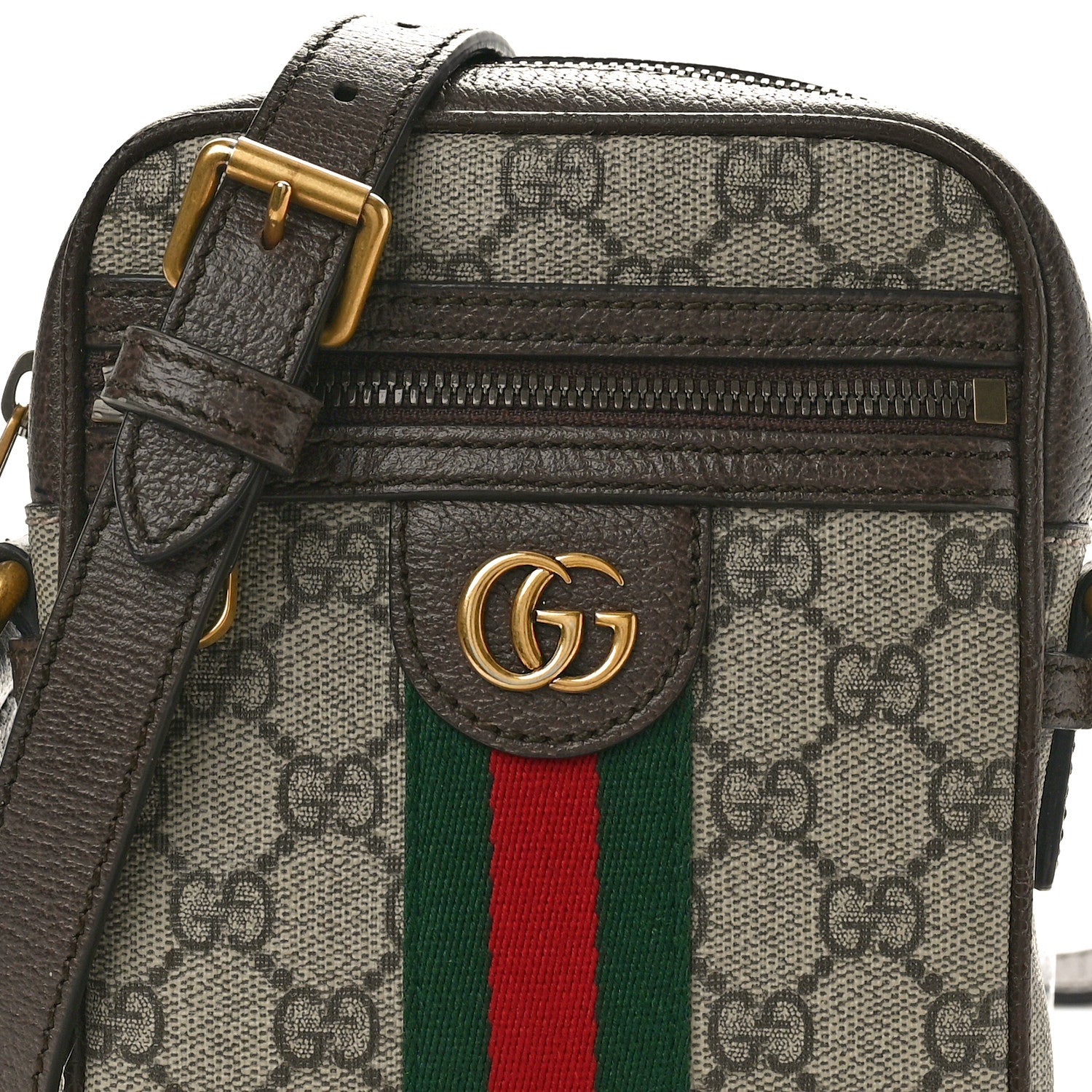Gucci GG Supreme Monogram Web Mini Ophidia Messenger Brown 8 of 10