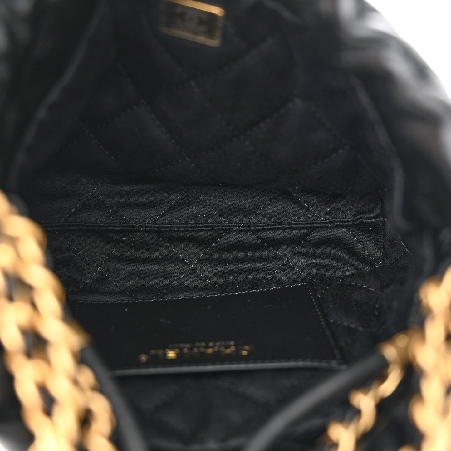 Shiny Calfskin Quilted Mini Chanel 22 Black