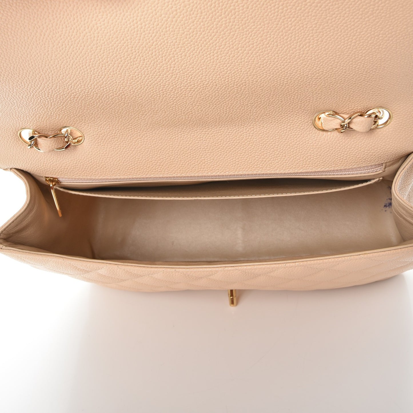 Caviar Quilted Jumbo Single Flap Beige Clair