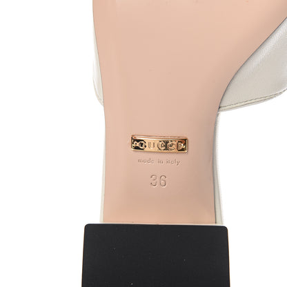 Gucci Malaga Kid Zumi Mid Heel Slide Sandals 36 Dusty White 6 of 9