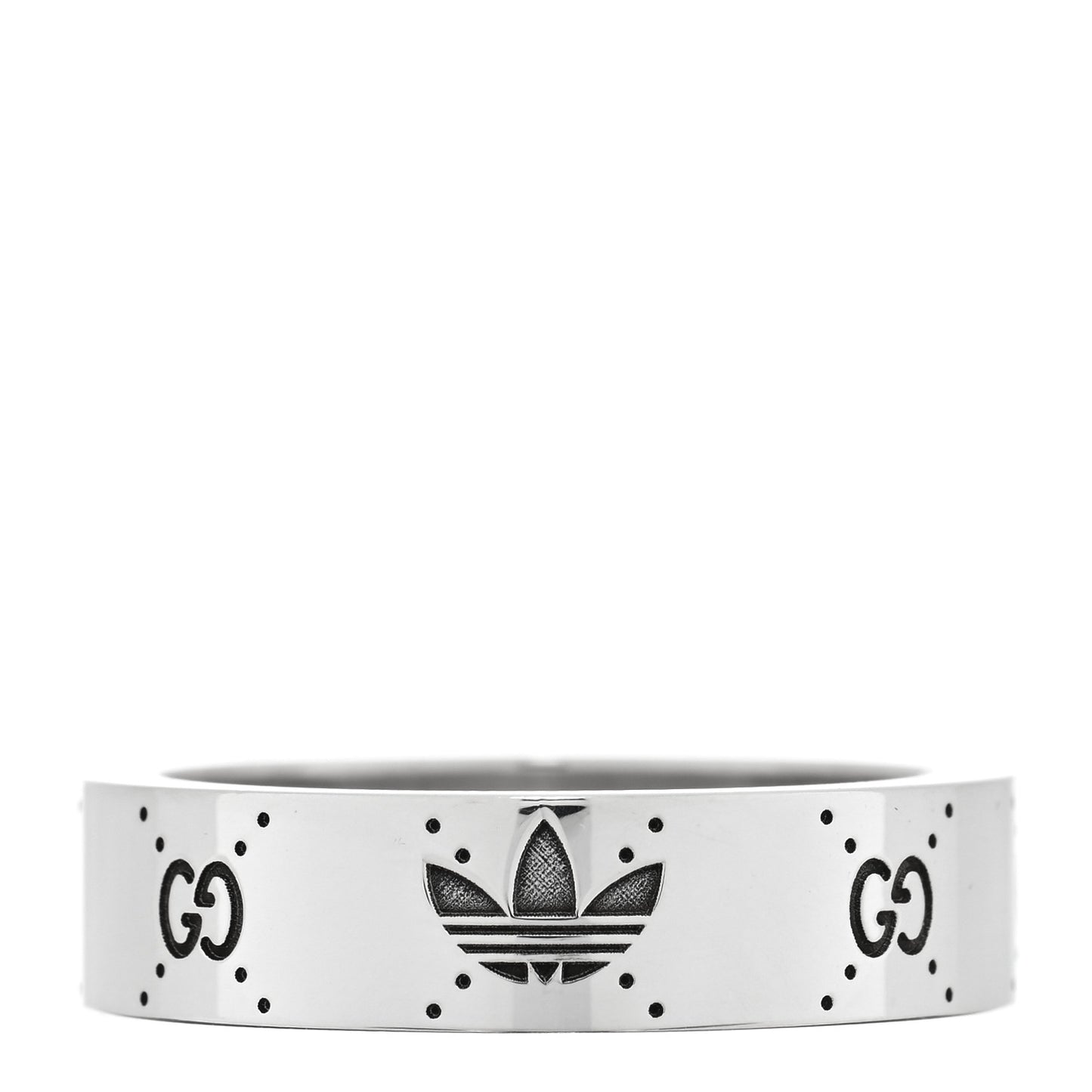 X ADIDAS Sterling Silver Trefoil GG Monogram Band Ring 61 9.75