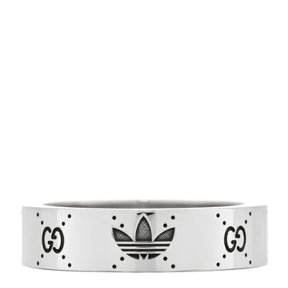 Gucci X ADIDAS Sterling Silver Trefoil GG Monogram Band Ring 61 9.75 3 of 4