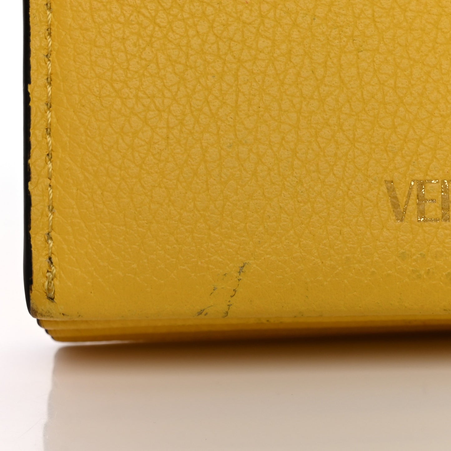 Grained Calfskin Medusa Card Holder Yellow Purple