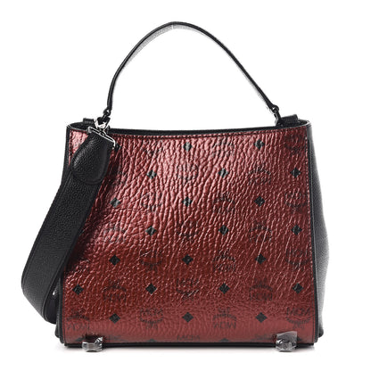 MCM Metallic Visetos Small Corina Shoulder Bag Scooter Red 1 of 9