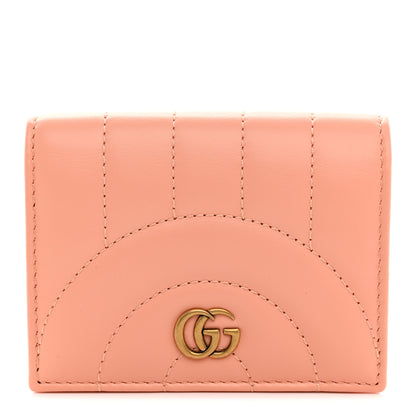 Gucci Calfskin Vertical Ring Matelasse GG Marmont Card Case Wallet Peachy Chic 1 of 8