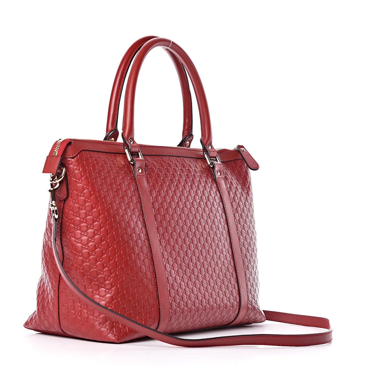 Soft Microguccissima Medium Zippered Satchel Rosso