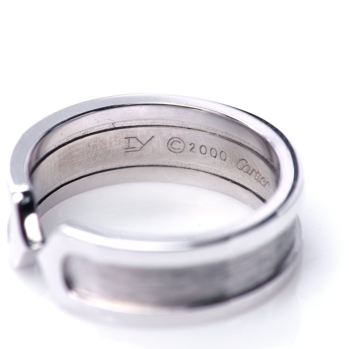 18K White Gold 6.5mm C De Cartier Ring 53 6.5