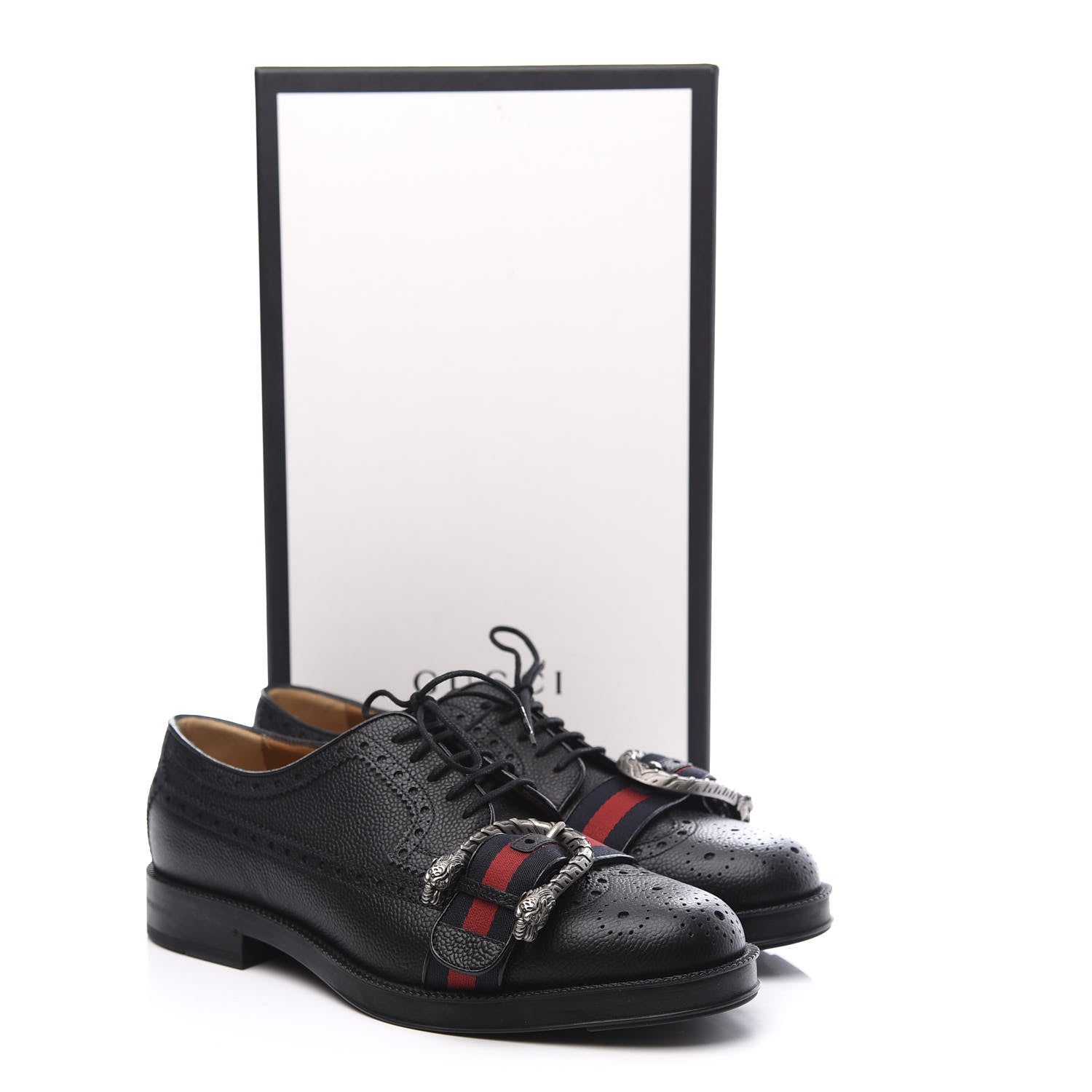 Gucci Pebbled Calfskin Dionysus Web Mens Martins Shoes 7 Black 11 of 11