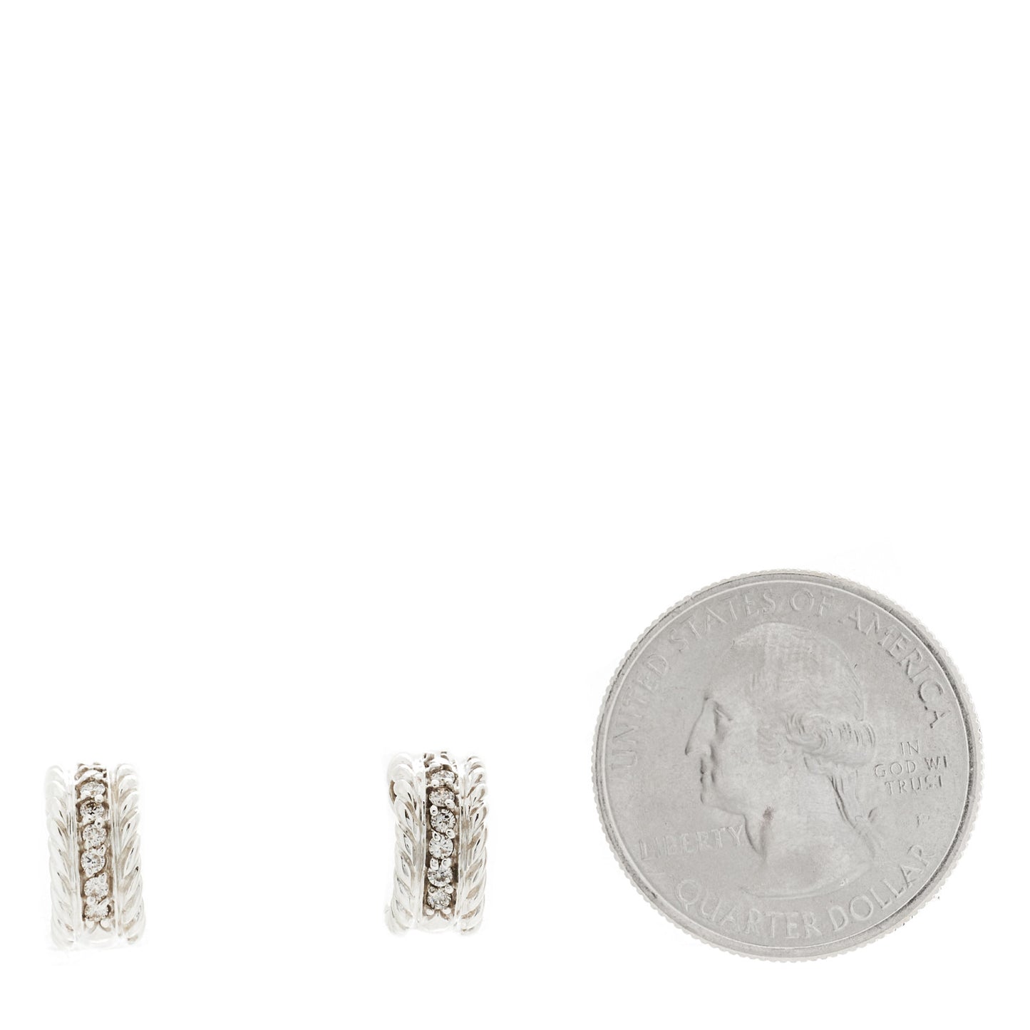 Sterling Silver Diamond 12mm Cable Hoop Earrings