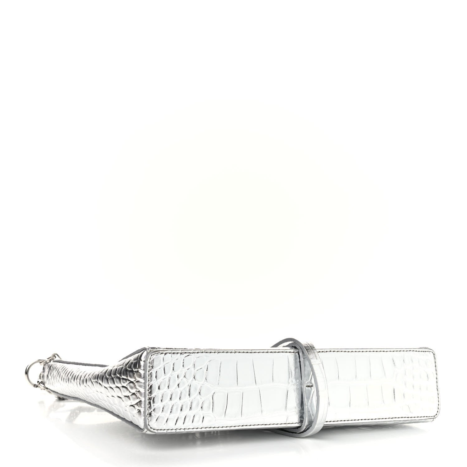 Givenchy Metallic Calfskin Croc Embossed Small Cut Out Shoulder Bag Silver 4 of 11