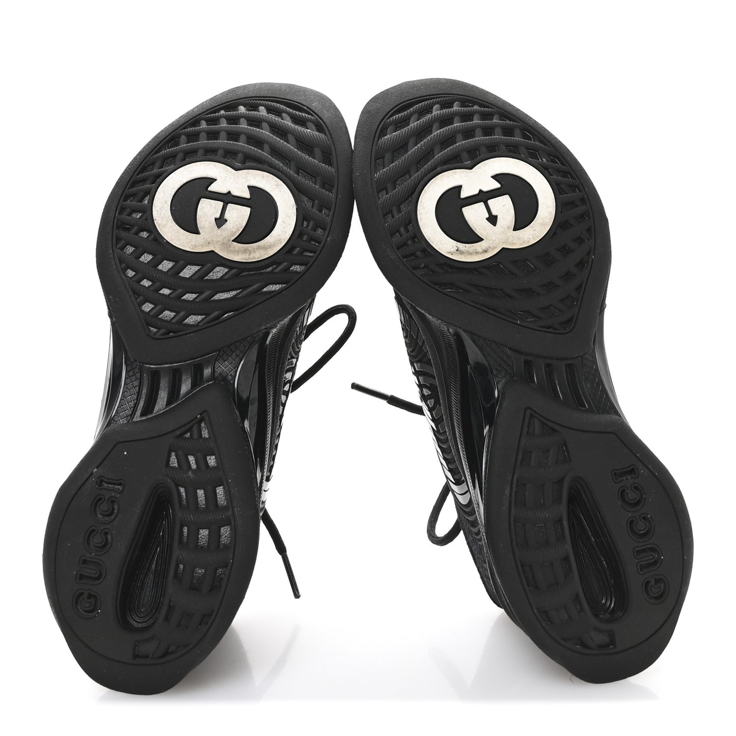 Technical Knit Fabric Waves Womens Gucci Run Sneakers 35.5 Black