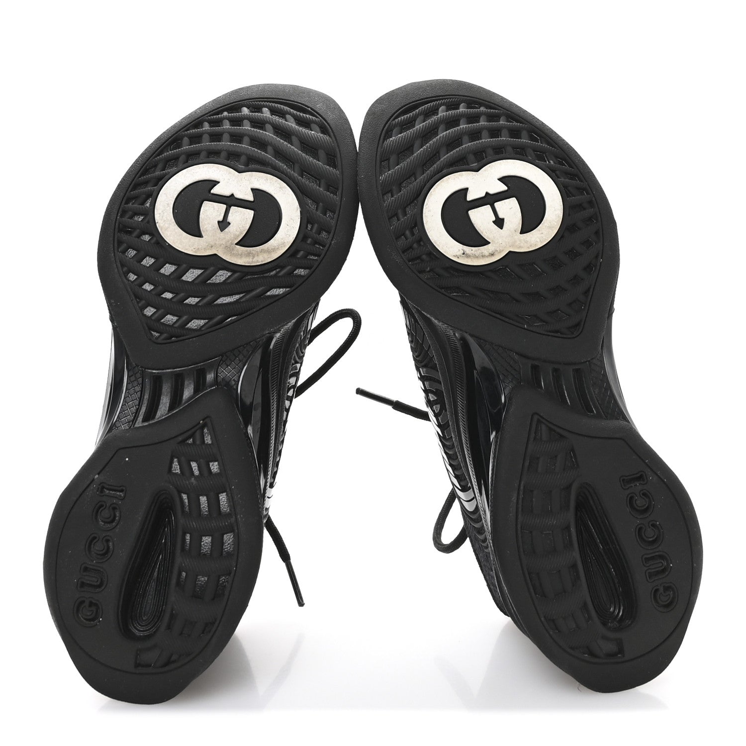 Gucci Technical Knit Fabric Waves Womens Gucci Run Sneakers 35.5 Black 6 of 7