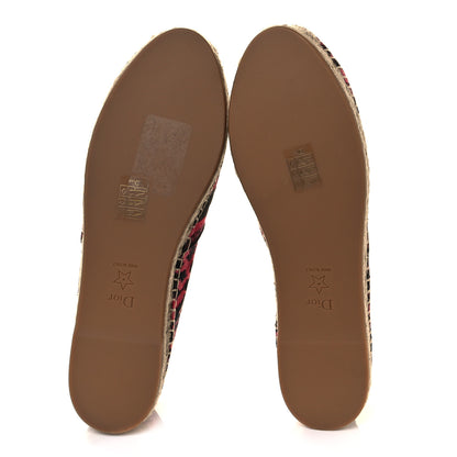 Christian Dior Cotton Embroidered Leopard Print Granville Espadrille 40 Red 5 of 9