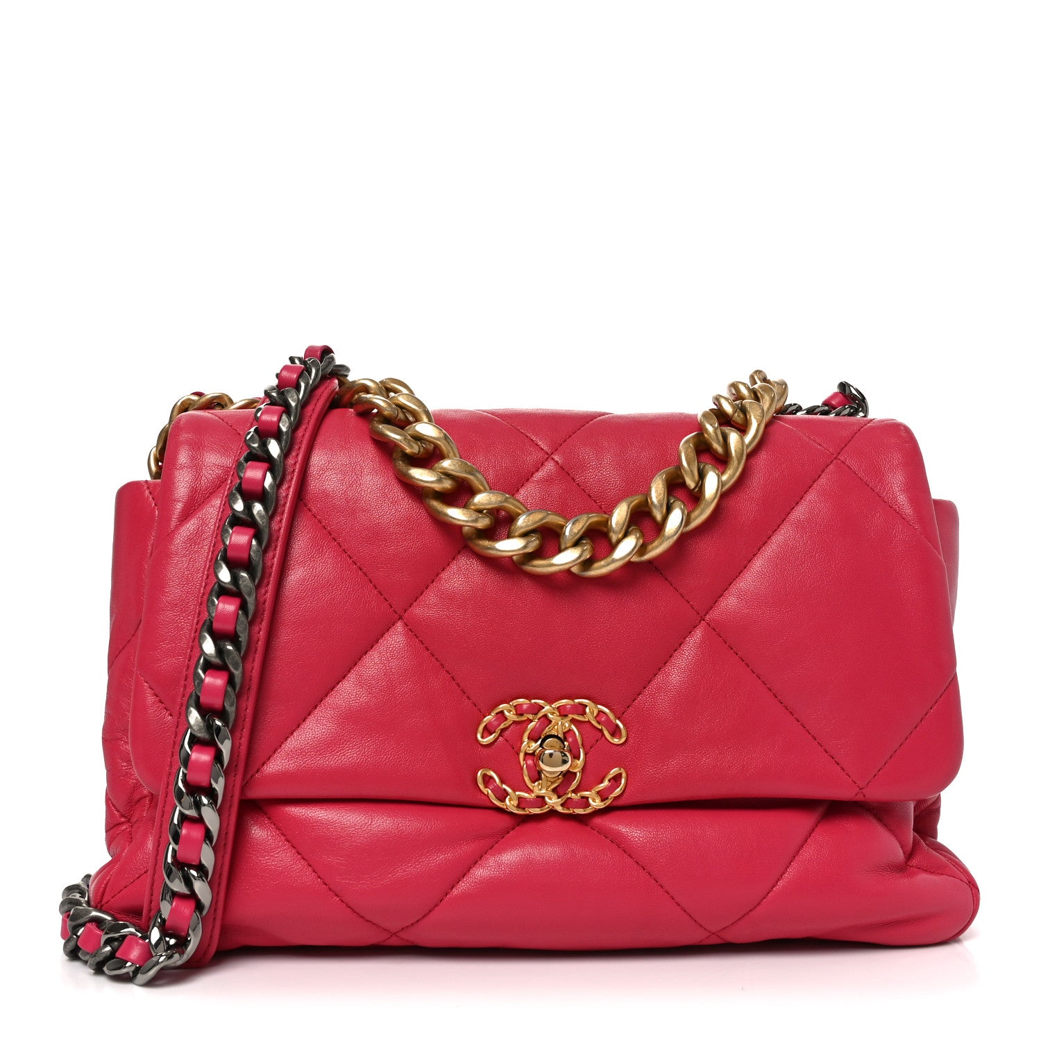 Chanel Goatskin Quilted Large Chanel 19 Flap Dark Pink 1 of 10