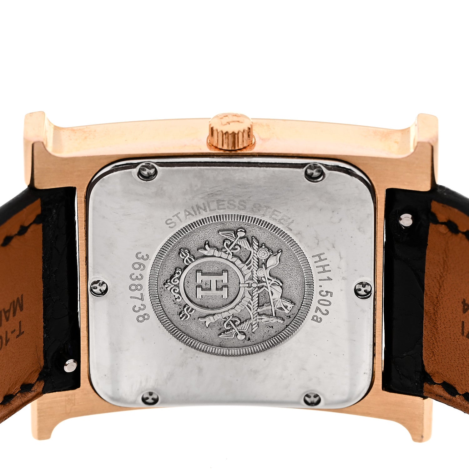 Hermes Stainless Steel Alligator Diamond Mother of Pearl 26mm Heure H Hour Quartz Watch Noir 4 of 5
