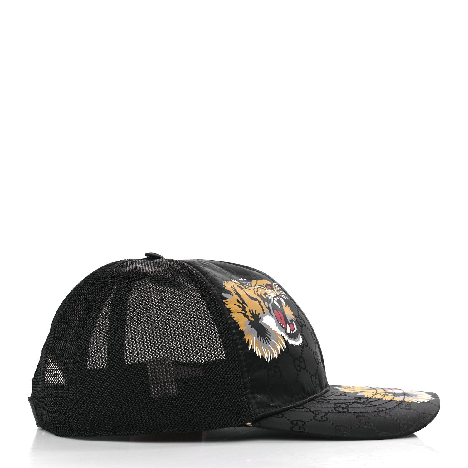 Gucci GG Supreme Monogram Tiger Print Baseball Hat L Black 4 of 9