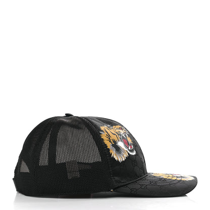 Gucci GG Supreme Monogram Tiger Print Baseball Hat L Black 4 of 9