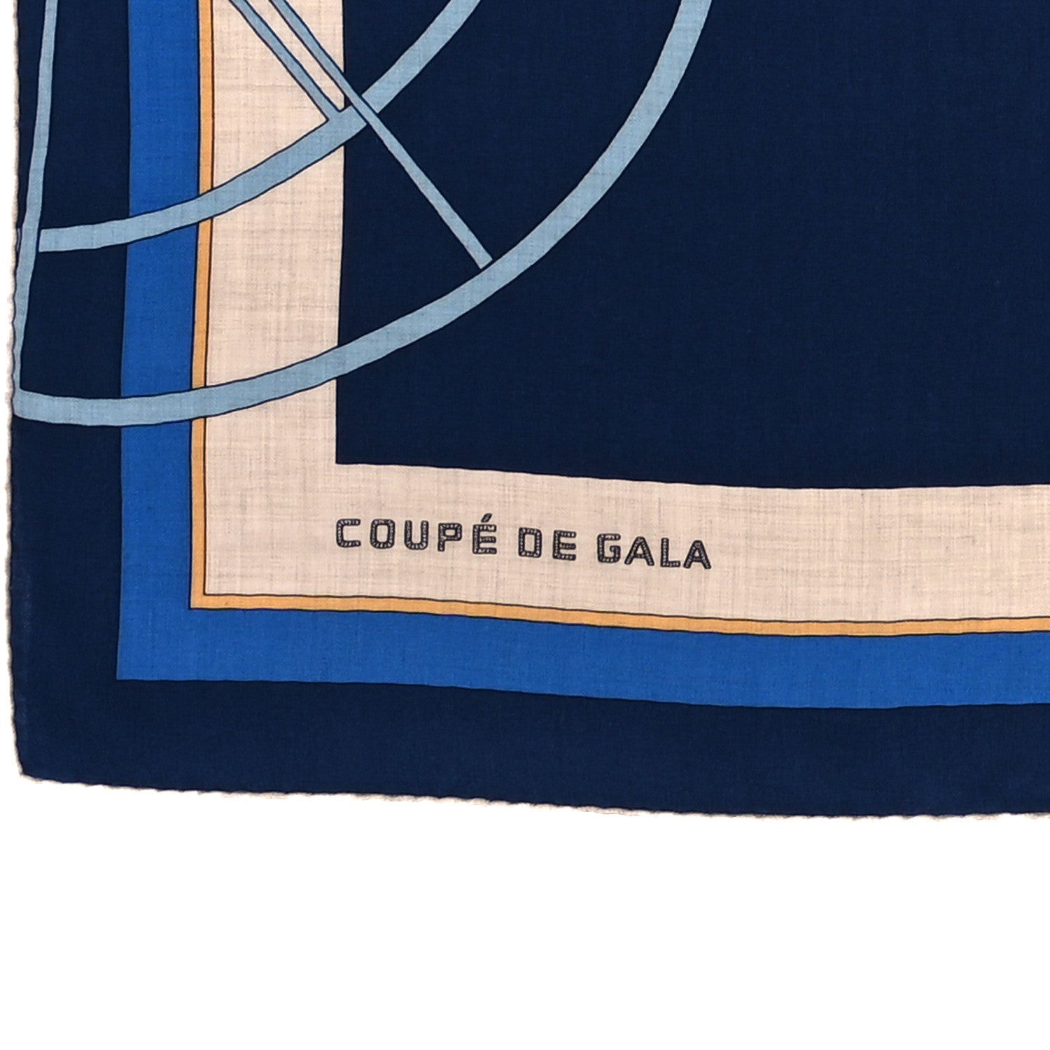Hermes Cashmere Silk Coupe De Gala Shawl 140 Marine Naturel Ciel 3 of 4