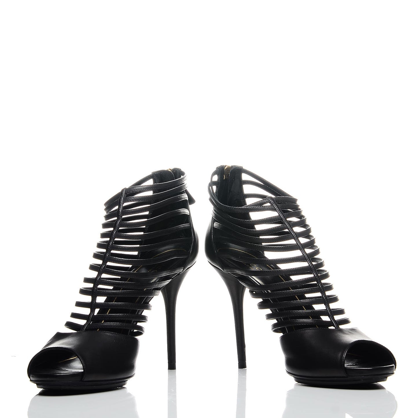 Saddle Soft Lux Peep Toe Caged Sandals 39 Black
