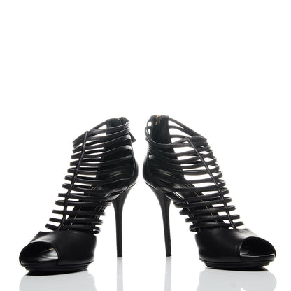 Gucci Saddle Soft Lux Peep Toe Caged Sandals 39 Black 6 of 11