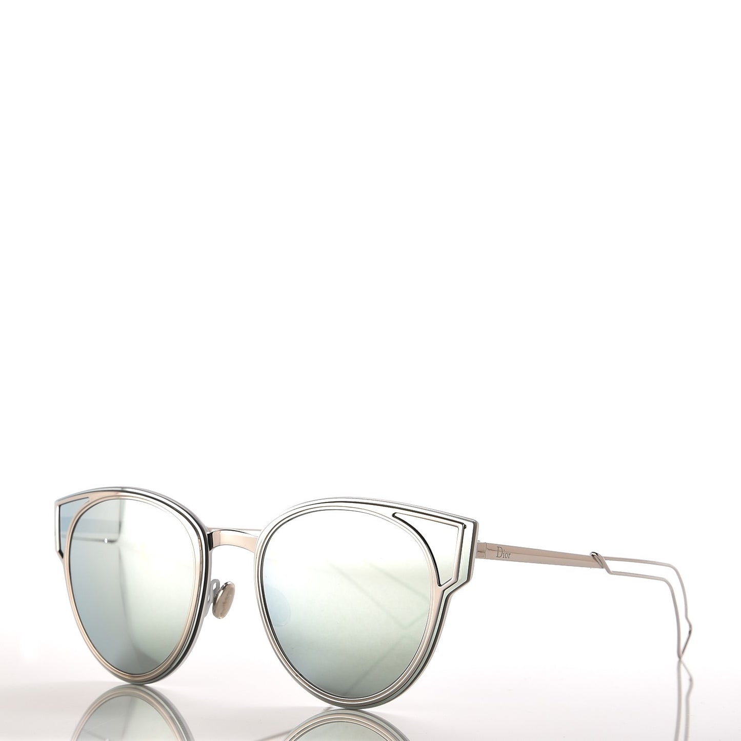 Sculpt Mirrored Cat Eye Sunglasses Shiny Palladium