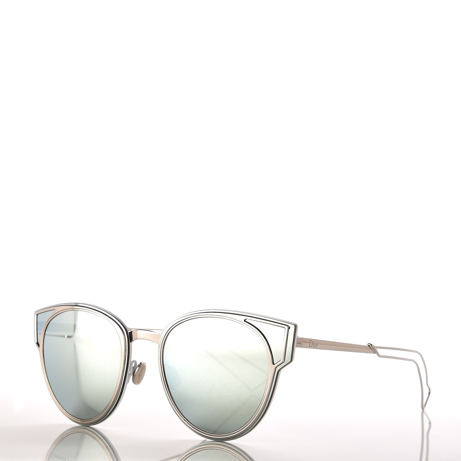 Christian Dior Sculpt Mirrored Cat Eye Sunglasses Shiny Palladium 1 of 7