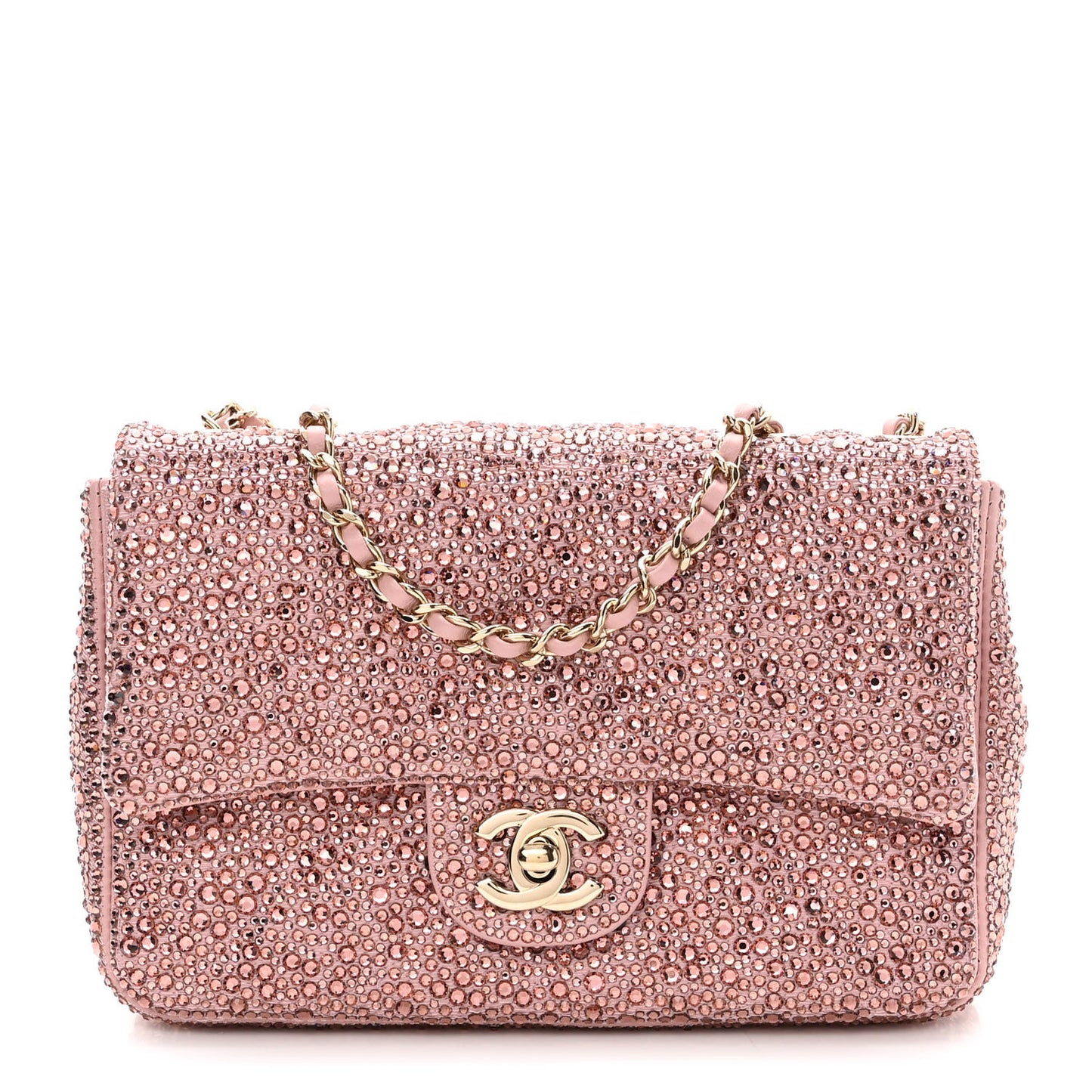 Lambskin Crystal Diamante Small Flap Light Pink