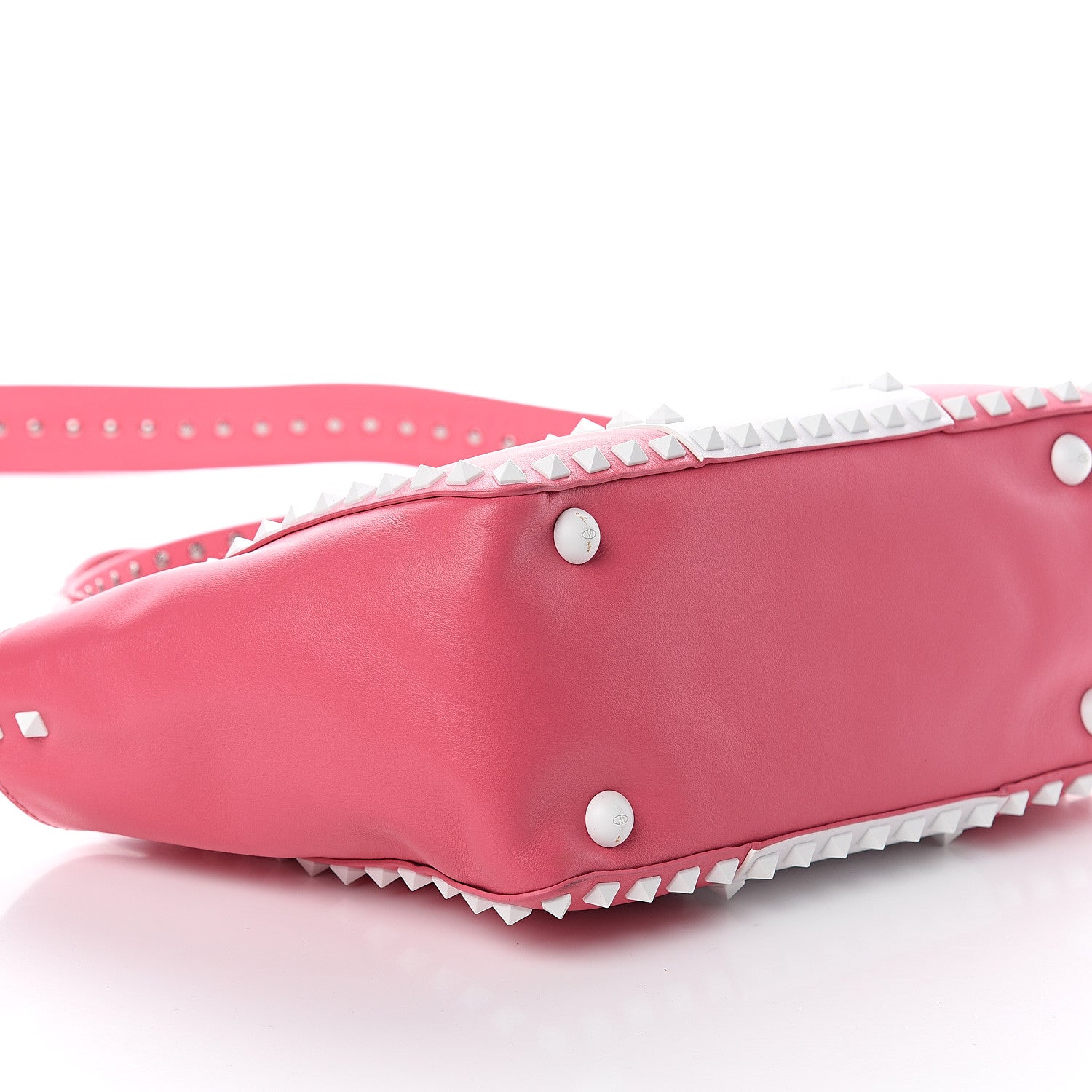 Valentino Garavani Vitello Colorblock Small Free Rockstud Tote Shadow Pink Optic White 7 of 8