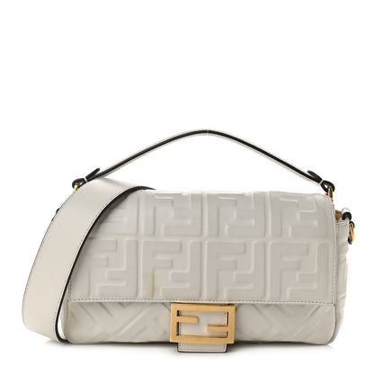 Fendi Nappa FF 1974 Embossed Baguette White 1 of 10
