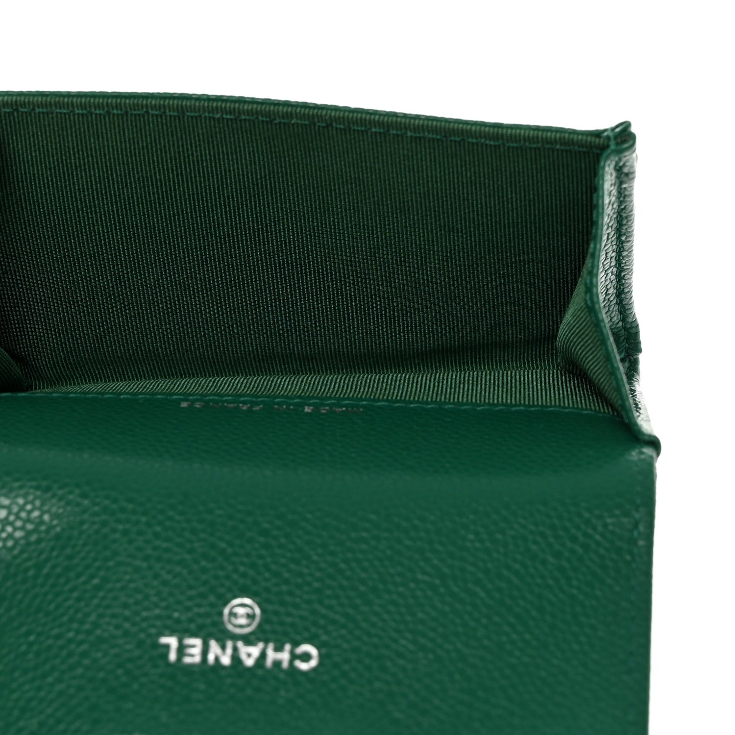 Chanel Caviar Quilted Flap Card Holder Wallet Green 7 of 8