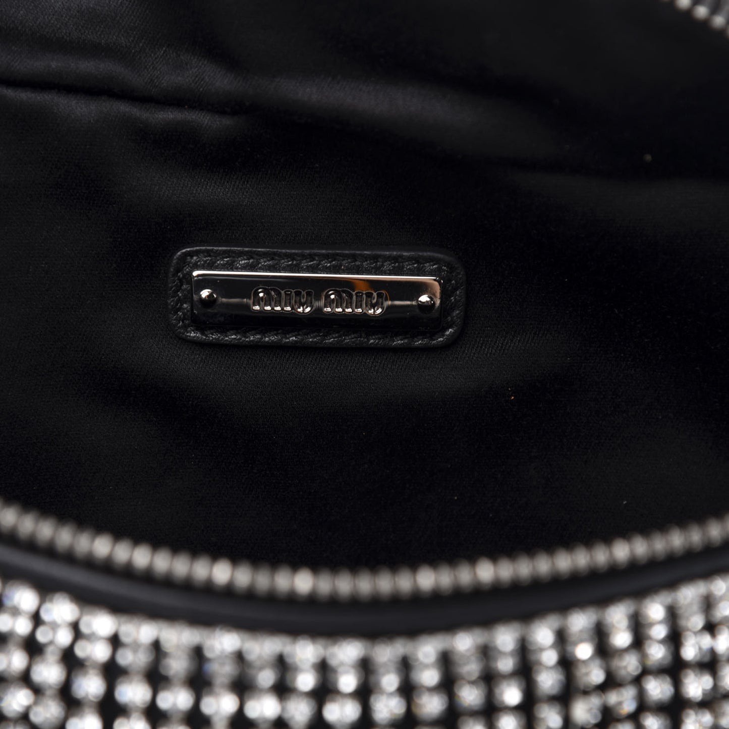 Nappa Crystal Fringe Belt Bag Black