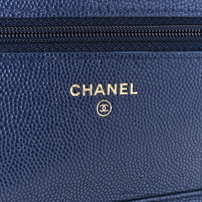 Chanel Caviar Quilted Wallet on Chain WOC Navy Blue 6 of 12
