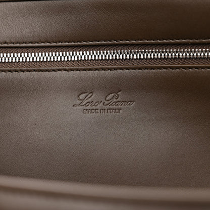 Loro Piana Blurred Double Cashmere Calfskin Plaid Small Carry Everything Tote Pecan Nut Green Cayenne Mel 6 of 9