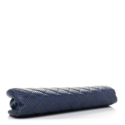Chanel Lambskin Perforated Quilted Timeless Clutch Navy 3 of 4