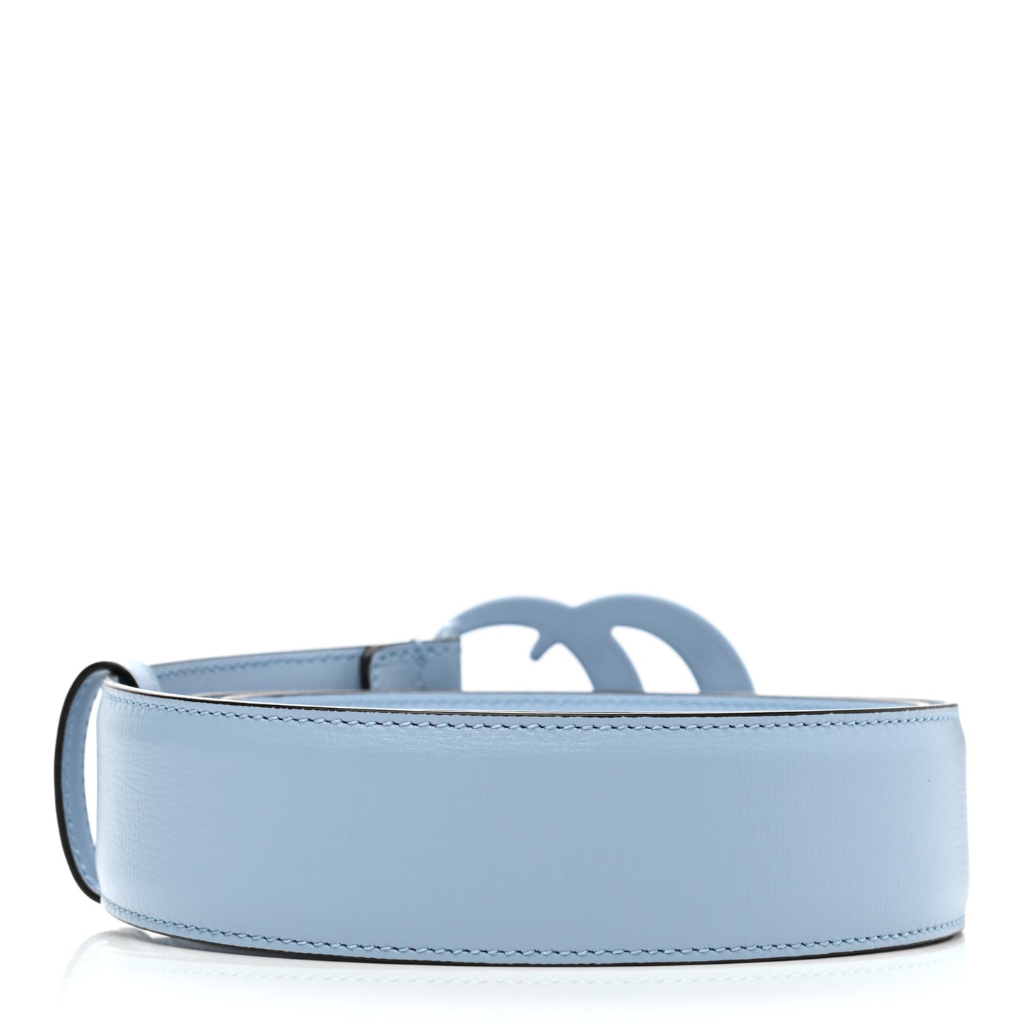 Azalea Calfskin Enamel Monochrome Double G 40mm Belt 90 36 Porcelain Light Blue