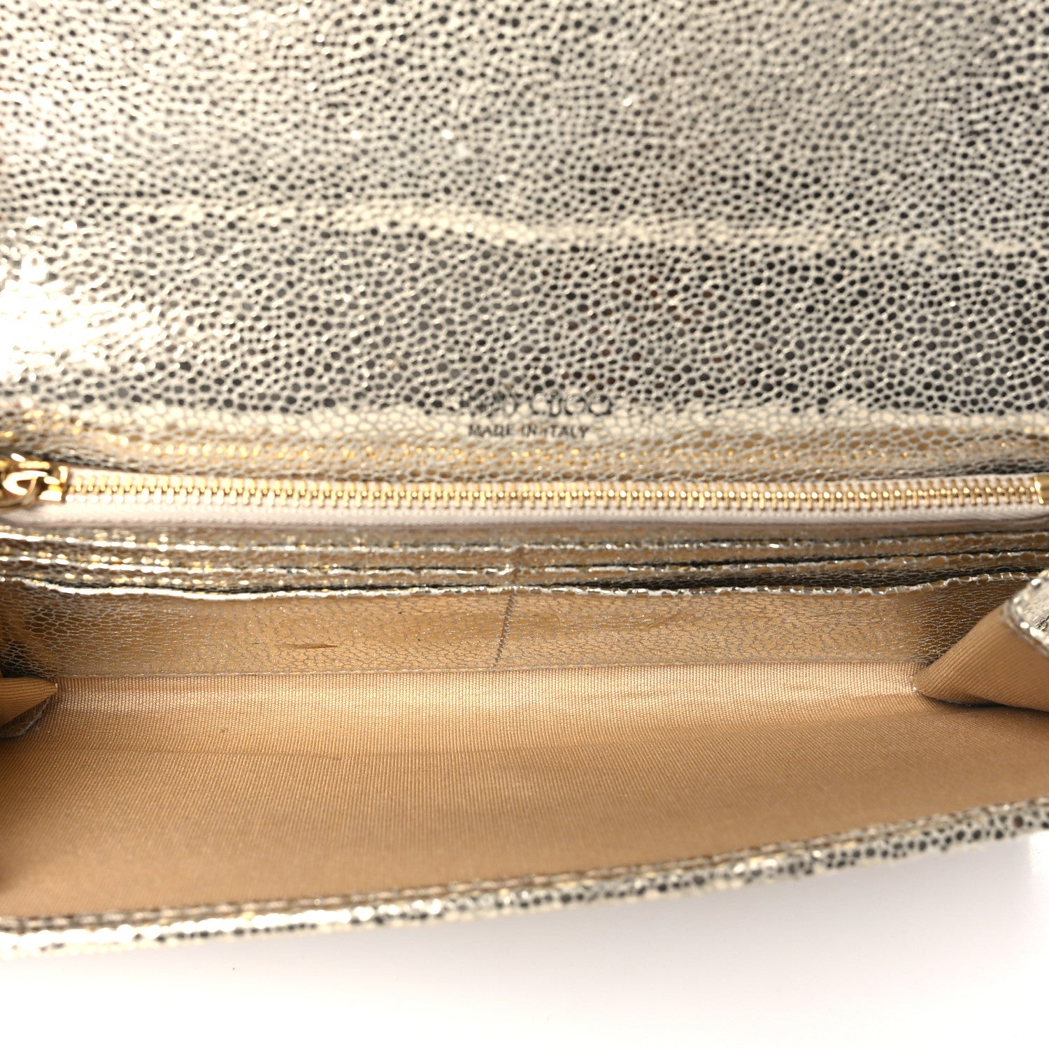 Jimmy Choo Glitter Fabric Milla Chain Wallet Champagne 5 of 9