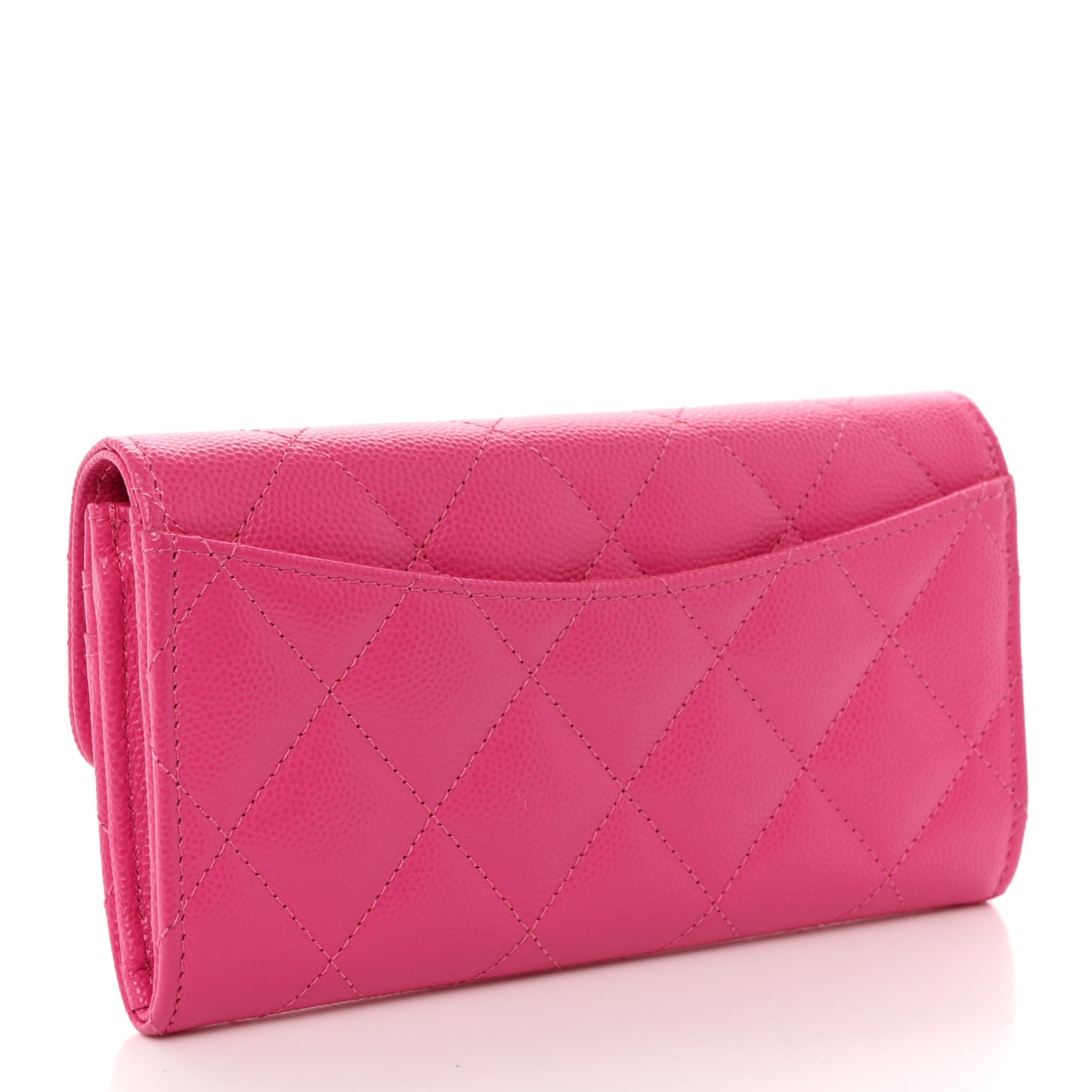 Caviar Quilted Medium Flap Wallet Dark Pink