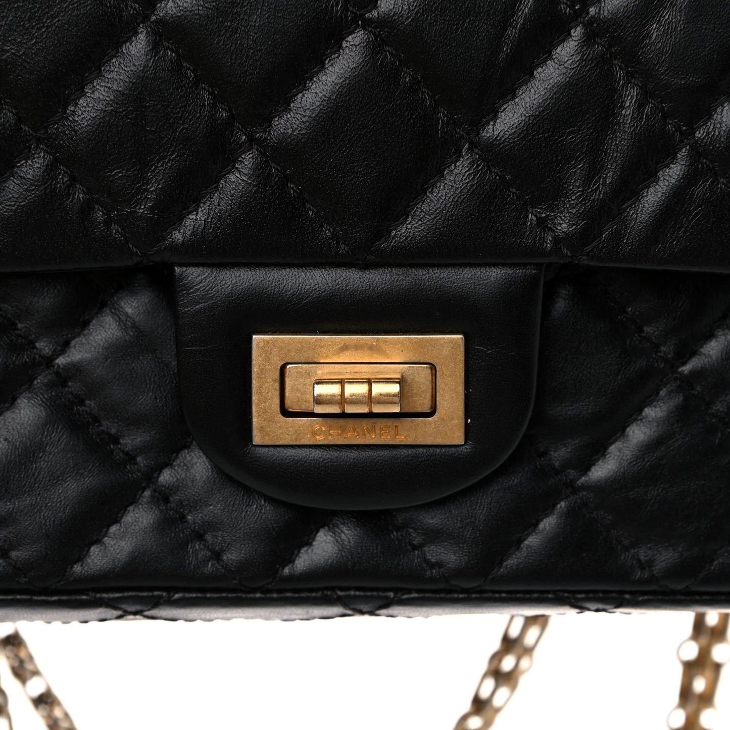 Aged Calfskin Quilted 2.55 Reissue 225 Flap Black
