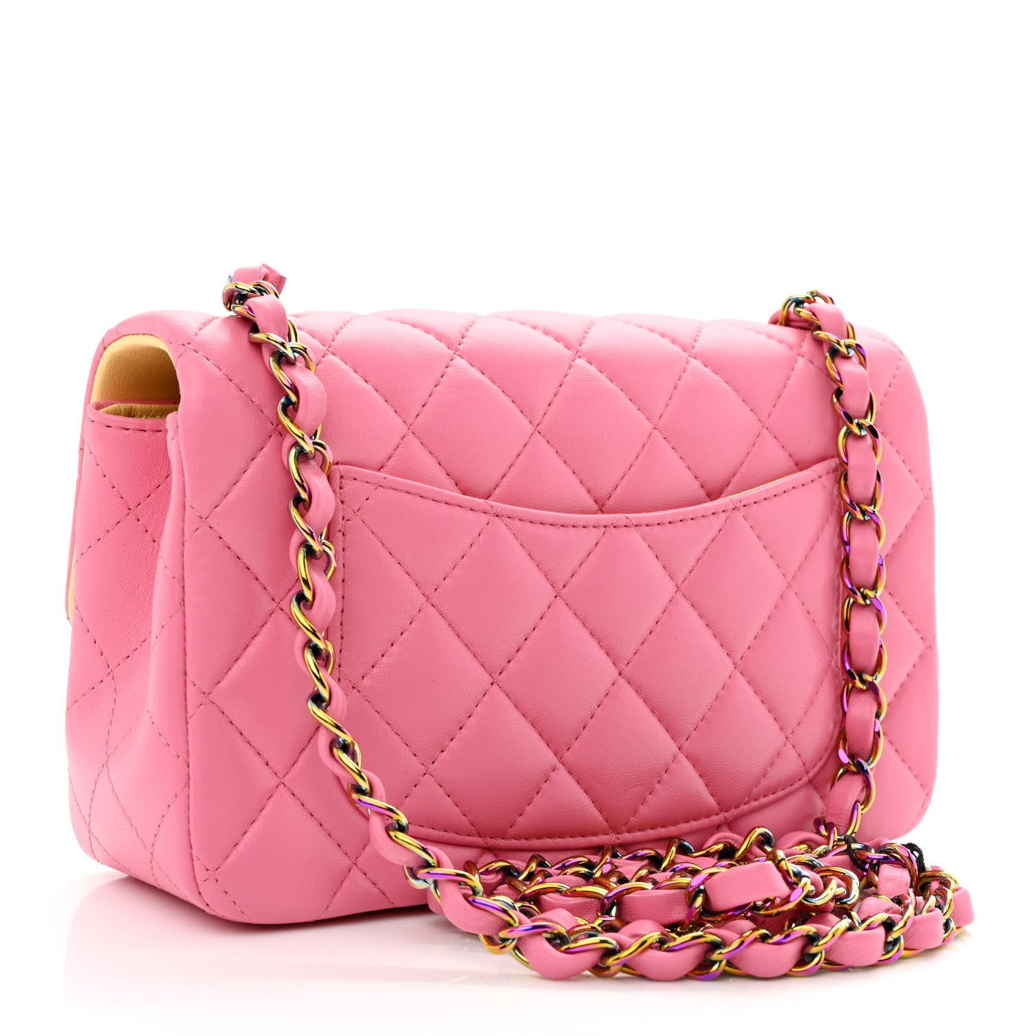 Chanel Lambskin Quilted Mini Rectangular Flap Pink Yellow 3 of 11