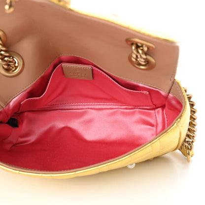 Gucci Metallic Calfskin Matelasse Studded Mini Pearly GG Marmont Shoulder Bag Gold 5 of 10