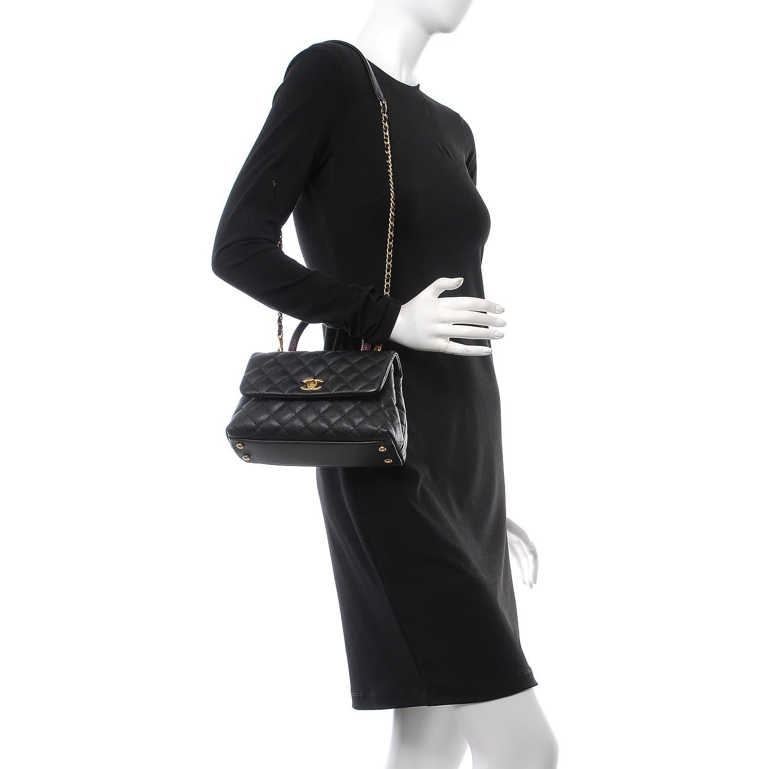 Chanel Caviar Lizard Quilted Mini Coco Handle Flap Black 2 of 7