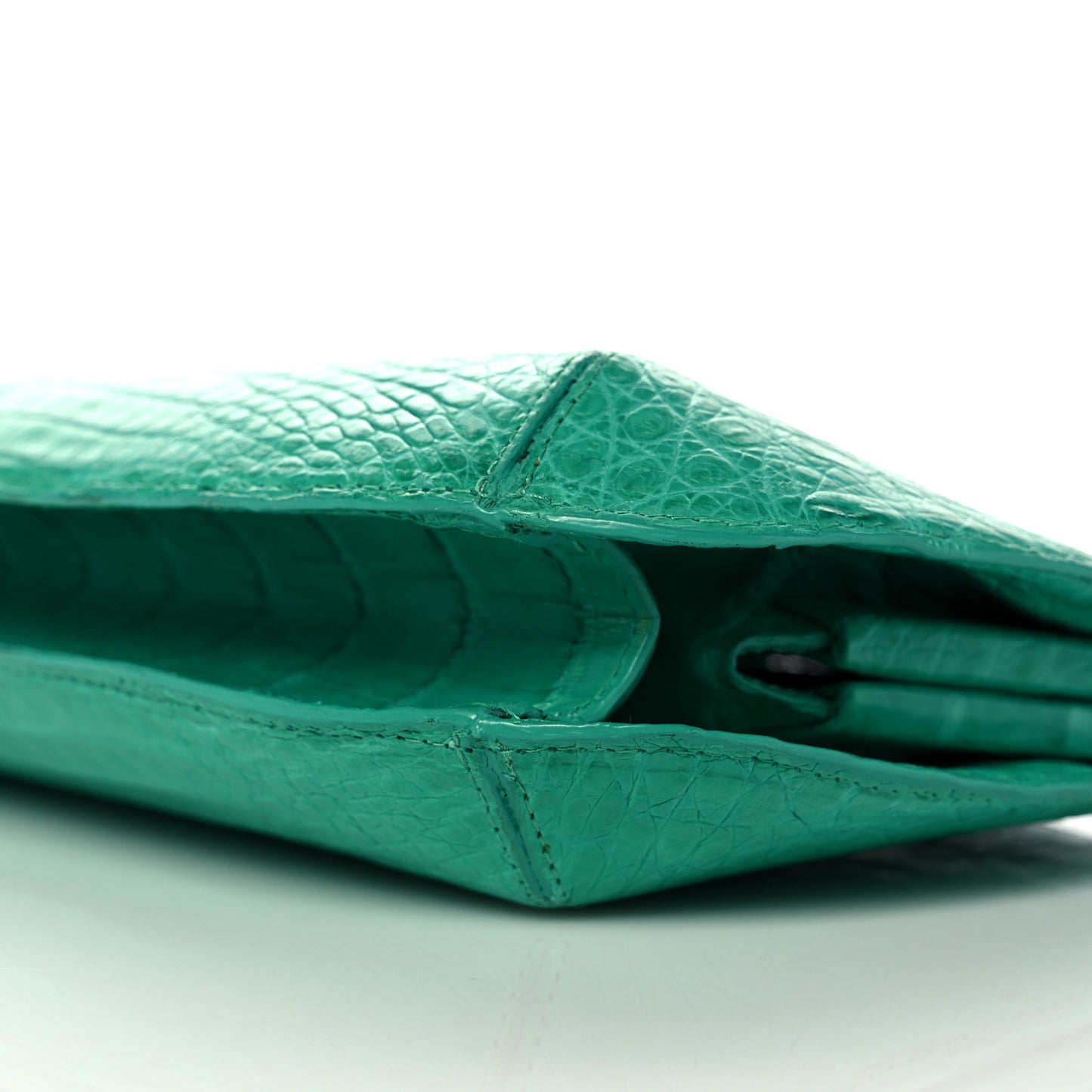 Crocodile Kisslock Clutch Green